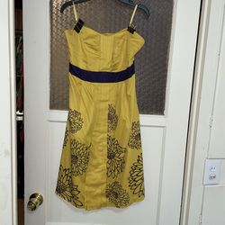 Anthropologie Floreat Yellow & Purple Flower Dress