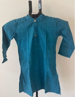 Plain Blue Cotton Kurta for Boys/Kids in TWO Size (Size 4 & Size 2)