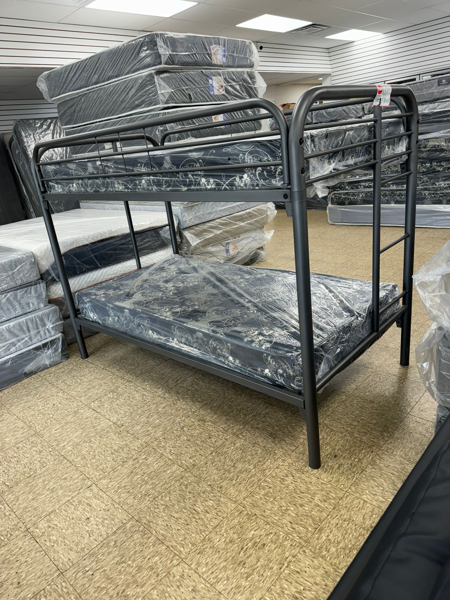 Twin Over Twin Bunk Bed With Two Twin Mattress $320 Only 