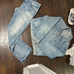 Designer Jeans Size 33 , Jacket Size Large, 