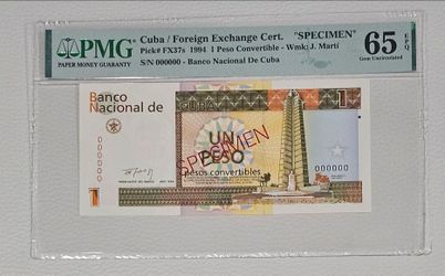1 peso 1994 specimen pmg 65