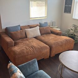 Modern Brown Sleeper Sofa / Sectional Couch