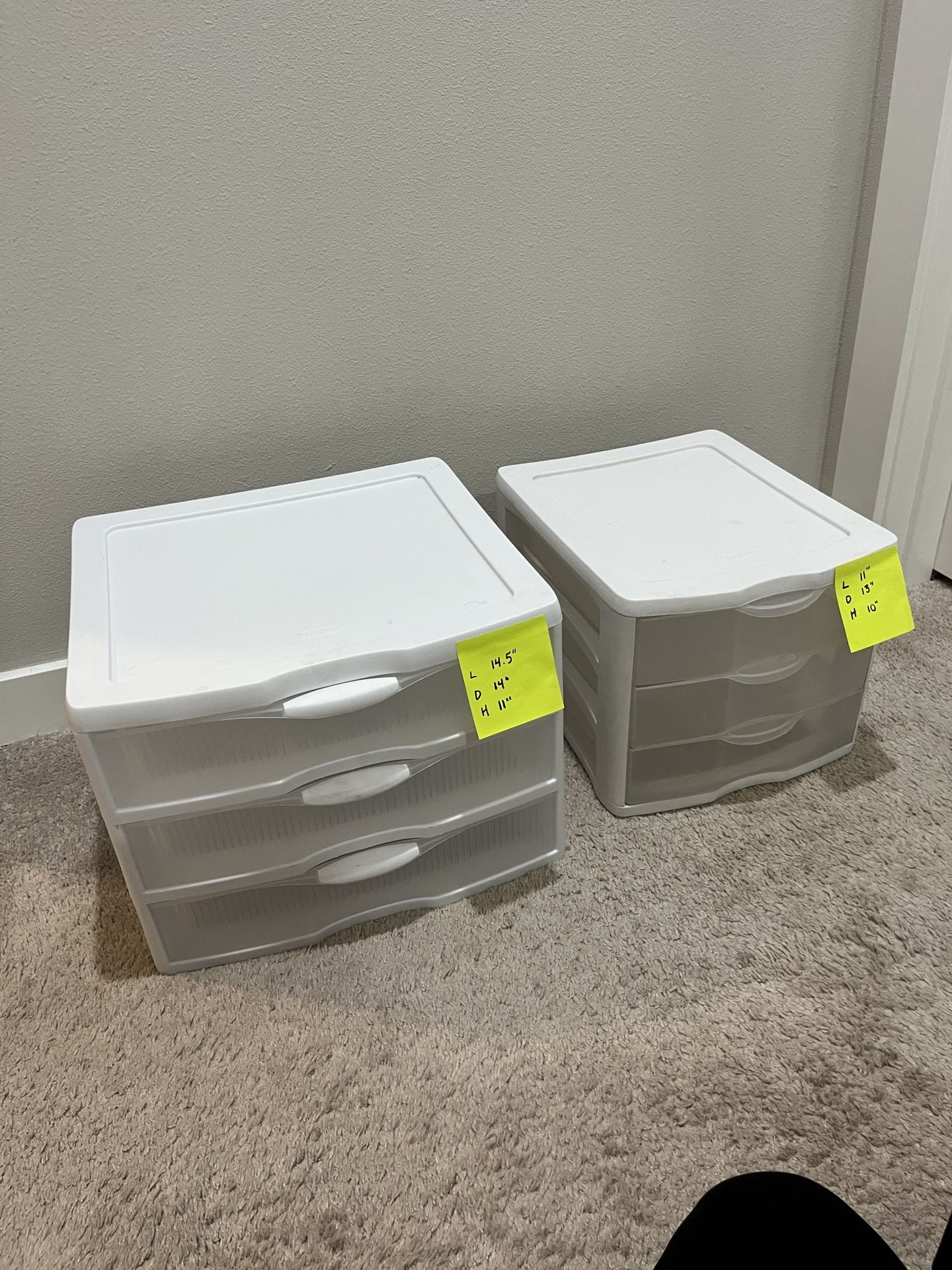 2 Sterilite Plastic Drawers Organizers