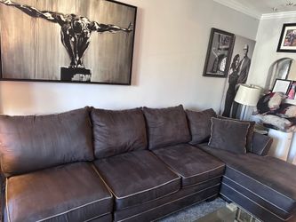 Raymour and Flanigan Modern Sectional with chaise and matching oversized chair