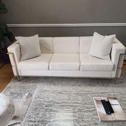Contemporary White Leather Couch 