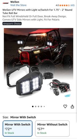UTV Mirrors with Light w/Switch - New