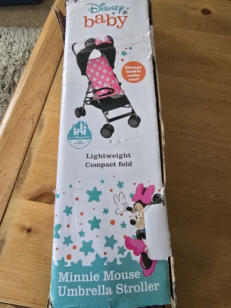 Disney Baby Character Umbrella Stroller with Basket Pink Minnie 3D