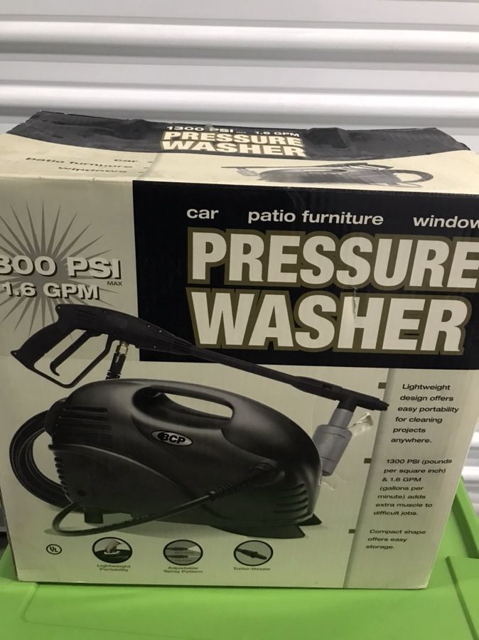 BCP PRESSURE WASHER 1300 PSI 1.6GPM 2HP RATED MOTOR. for