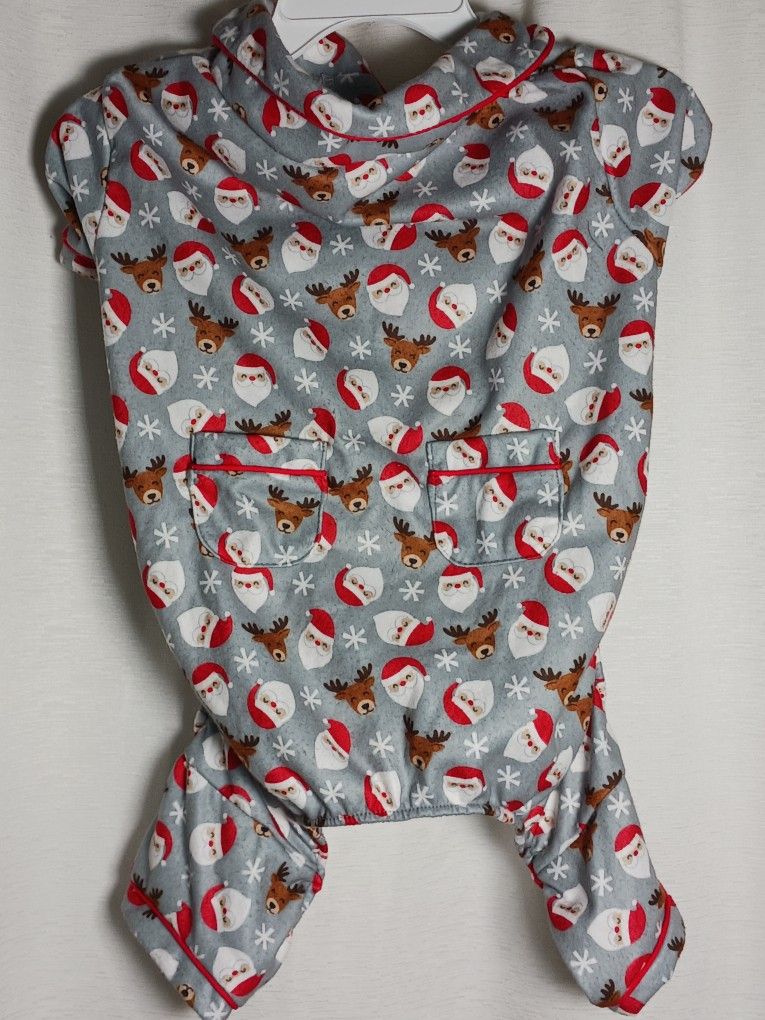 Simply Dog Holiday Santa Reindeer Dog Flannel Pajamas Small Christmas Pajamas