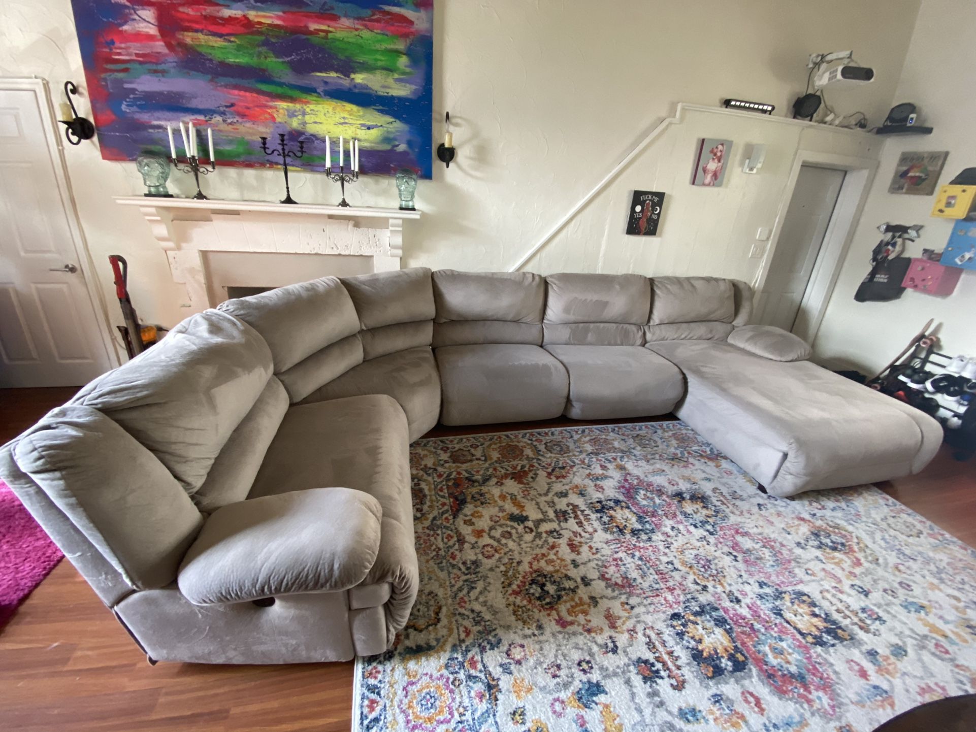 Huge Sectional With Power Recliner And Chaise Recliner 