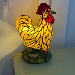Chicken Stained Glass Tiffany Lamp