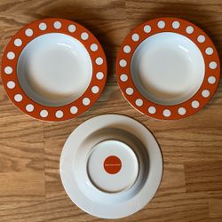 Jonathan Adler Happy Home orange with white dot bowls