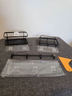 3 NEW multipurpose, rustproof, non-drill shelves/hooks