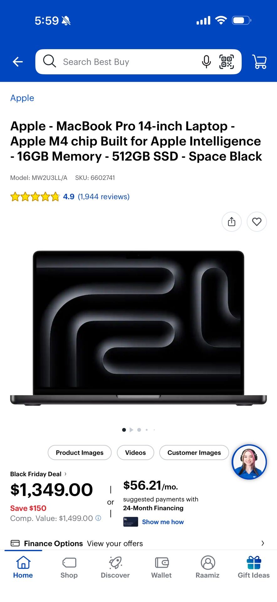 Apple Macbook Pro 14” M4 Chip, 512 Storage