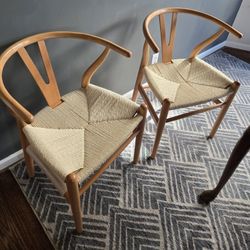 Birch Lane Mid-century Woven Wood Chairs