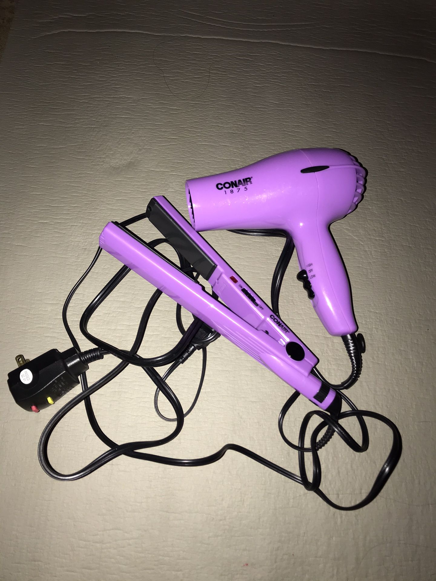 Conair blower and straightener iron for hair. Both excellent condition like new