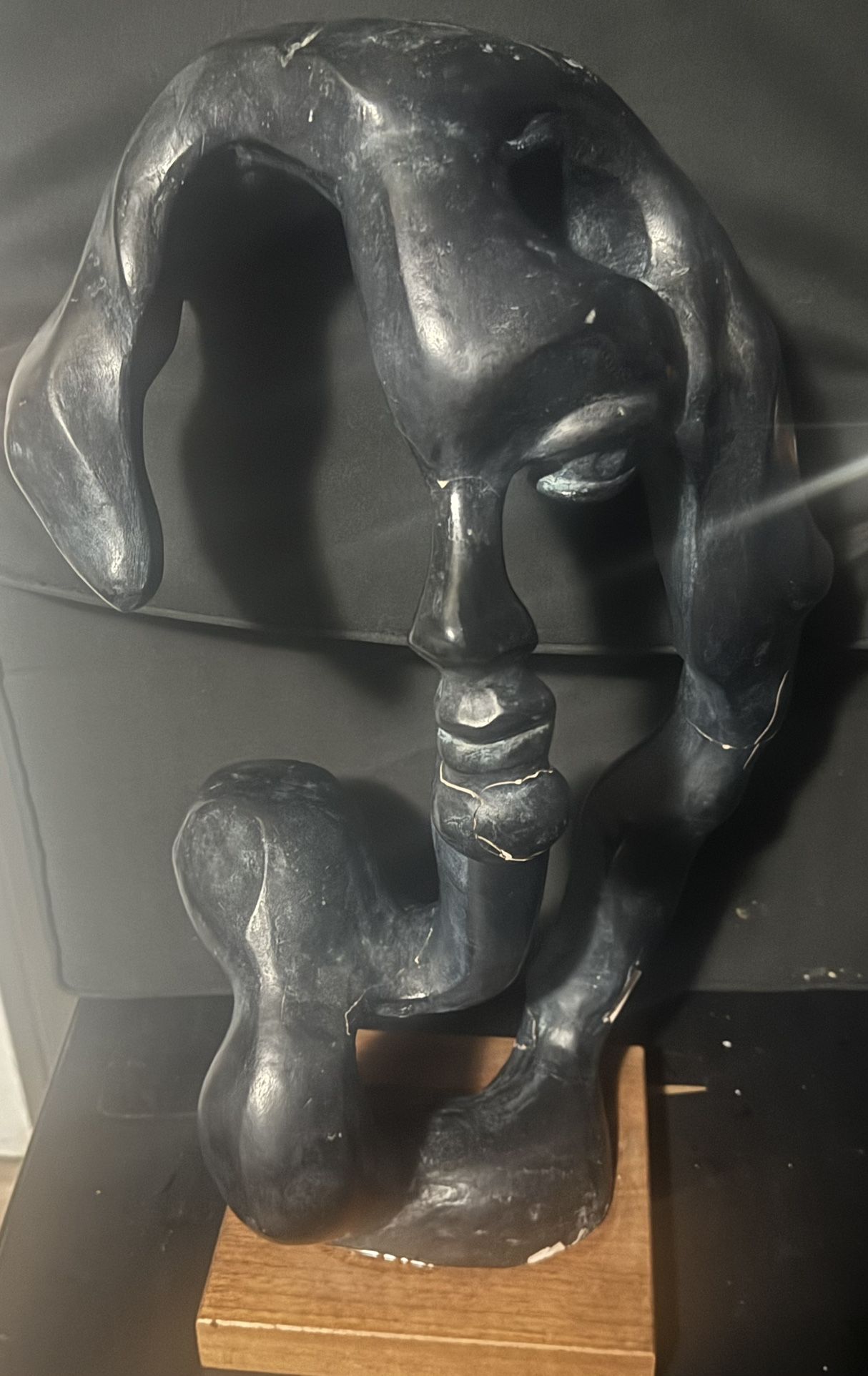Rare Vintage 1979 Klara Sever Austin Productions Abstract Face Sculpture 20.5"