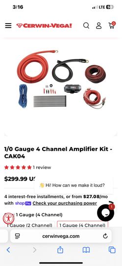 Cerwin Vega Amp Kit 1/0 
