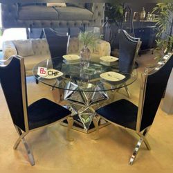 Modern luxury 5 pc round dining table set 🌲 Christmas speacials 🌲