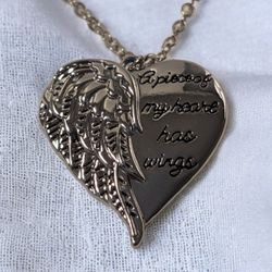 A Piece Of My Heart Has Wings Heart Pendant 