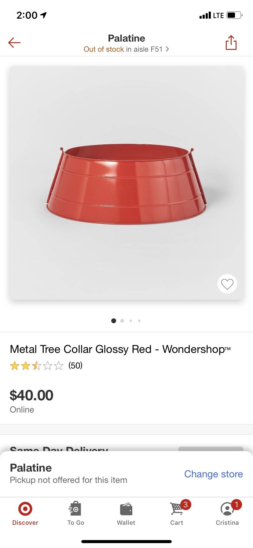 Metal tree collar glossy red
