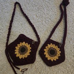 Crochet Sunflower Small Purses
