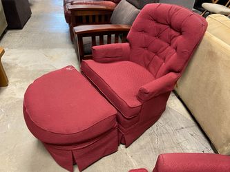 Red Tufted Armchair w/ Ottoman