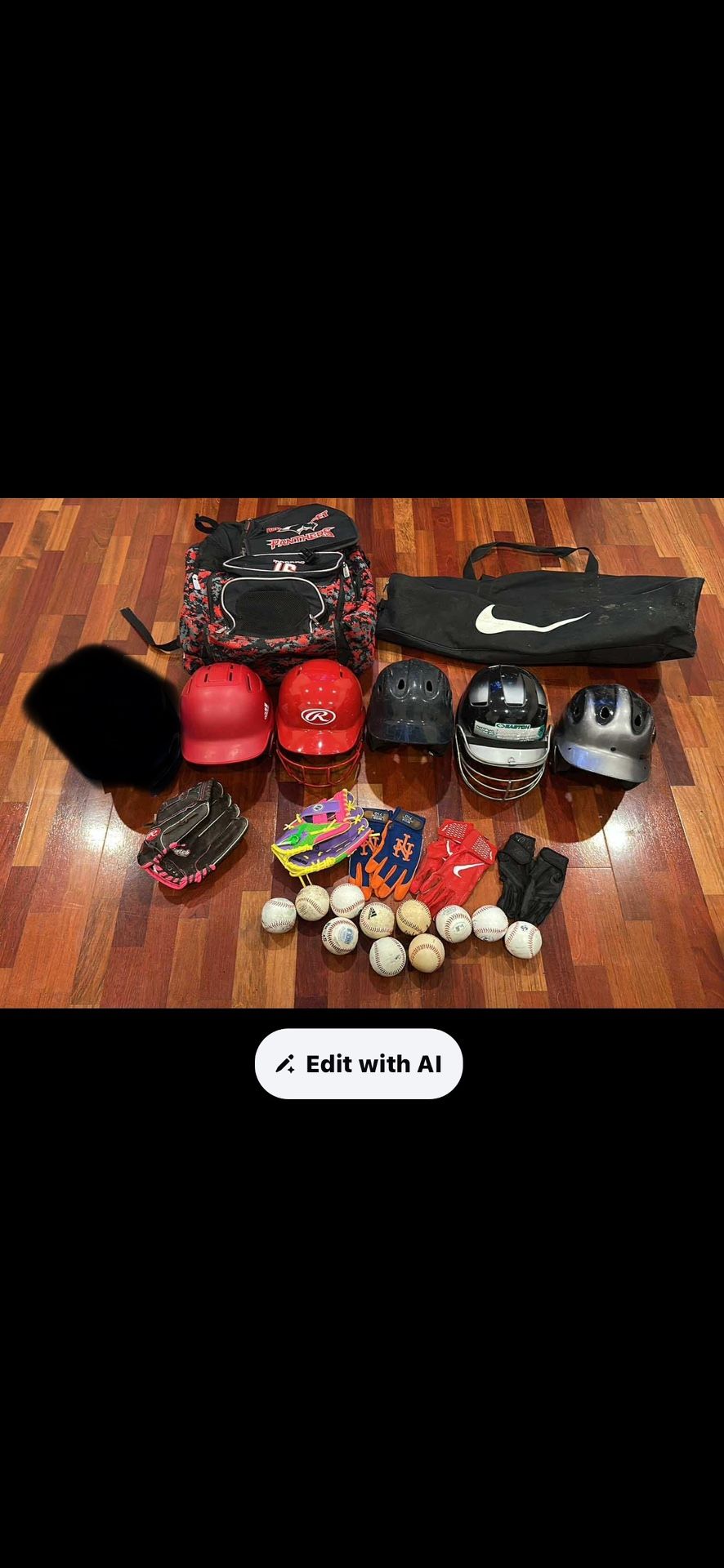 Travel Bag Helmets Soft Baseballs Gloves And More