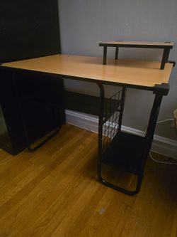 Computer Desk with Monitor Riser and Shelving