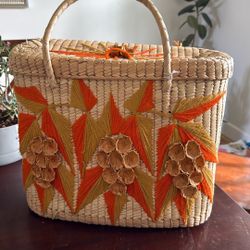 Vintage Wicker Embroidery Tote