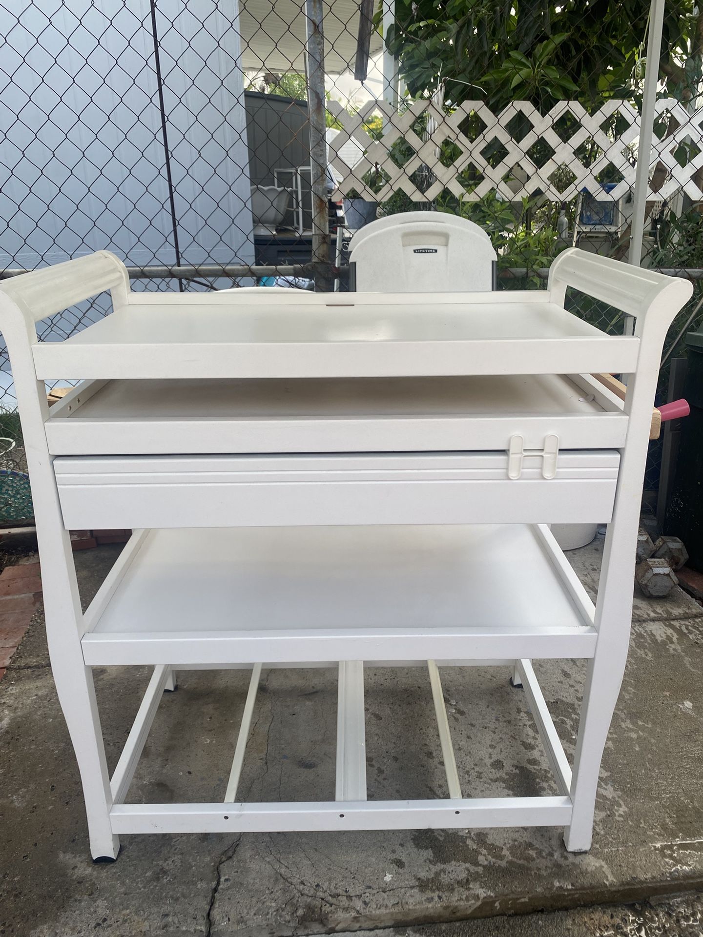 White Wood Changing Table