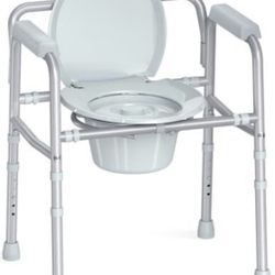 New HOMLAND 3-in-1 Bedside Commode Chair with Sturdy Dual-Crossbar Retail 53.99