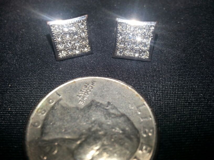 Block ICED out ear rings diamond/crystals