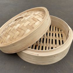 Bamboo Steamer About 10” Side To Side 