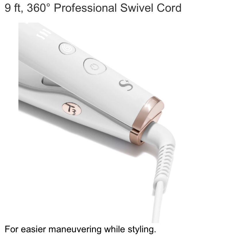 New T3 SinglePass StlyePlus 1Inch Algorithmic Straightening & Styling Iron 9 Heat Mod77590 / 20 Set