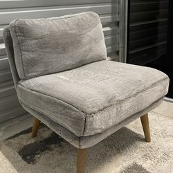 Mid-Century Modern Wood & Faux Fur Accent Chair