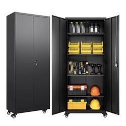 Black Metal Cabinet With Wheels 