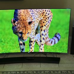 65” Curved Samsung Tv, Soundbar And Subwoofer 