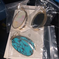 3pk Stone Earrings Set