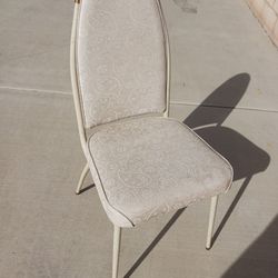 Vintage MCM White Paisley Embossed Vinyl Metal Chair