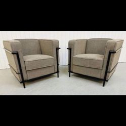 Modern Le Corbusier Style Club Chairs - Set of 2