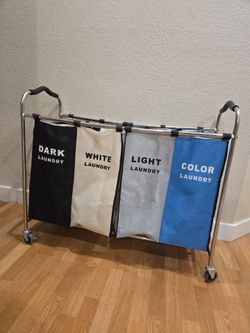 4-Section Rolling Laundry Sorter Cart
