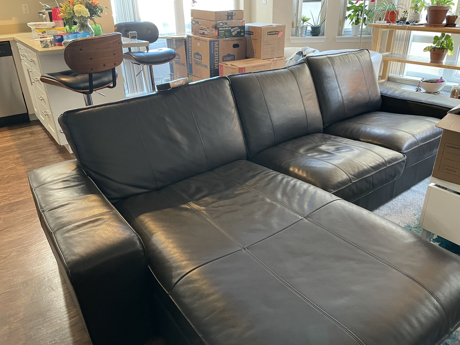 Black Leather Sectional