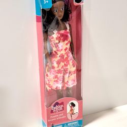 Fashion & Fun Posable Doll African American Floral Dress NIB