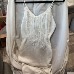 525 America White Fringed Dress-Size: Small