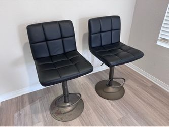 2 Black Plush Bar Stools