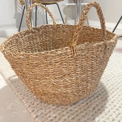 Large Woven Basket Rustic Rattan Wicker Zara home