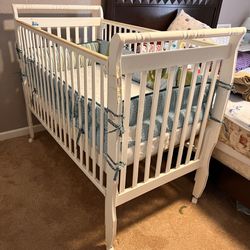 Convertible Crib, Converts From Baby Crib to Toddler Bed - White - Toddler