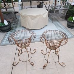 Beautiful Antique Wrought Iron Plant Stands 