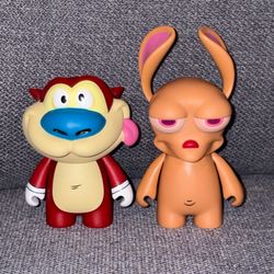 Kidrobot Lot of 2 - Nickelodeon Ren and Stimpy Collectibles